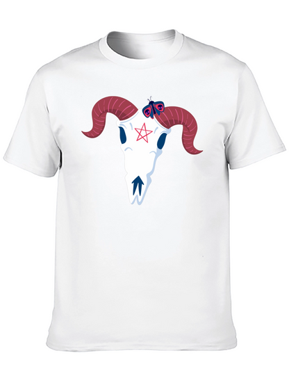 Graphic Tee: Ram Skull & Butterfly