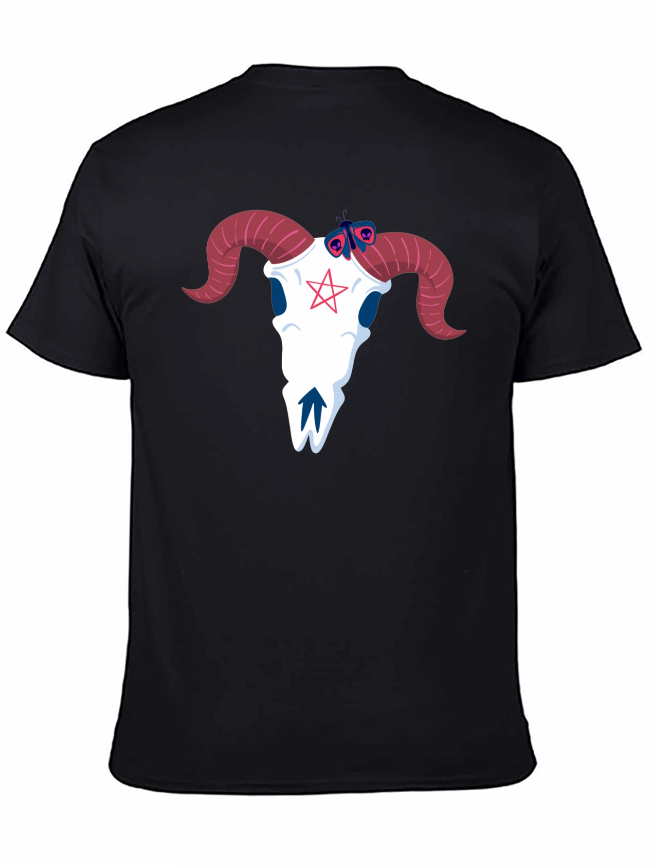 Graphic Tee: Ram Skull & Butterfly
