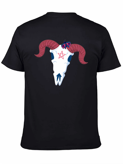 Graphic Tee: Ram Skull & Butterfly