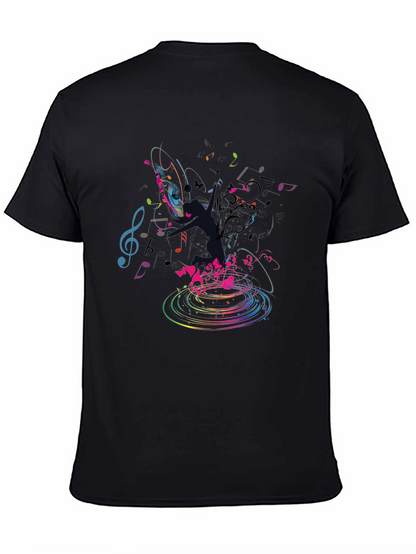 Musical Notes Graphic Black T-Shirt
