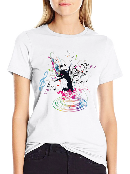 Musical Notes Graphic Black T-Shirt
