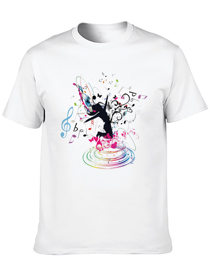 Musical Notes Graphic Black T-Shirt