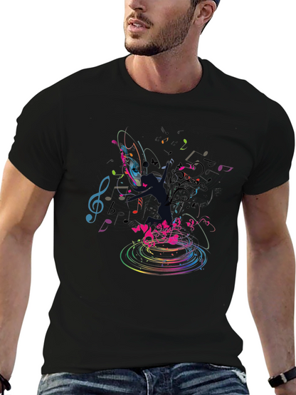 Musical Notes Graphic Black T-Shirt