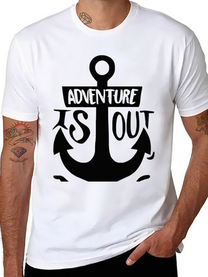 Adventure Awaits: Anchor Graphic Black T-Shirt