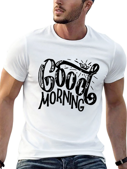 Good Morning Graphic Print Black T-Shirt
