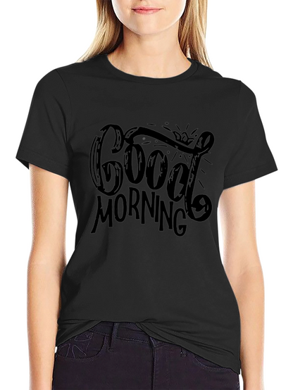 Good Morning Graphic Print Black T-Shirt