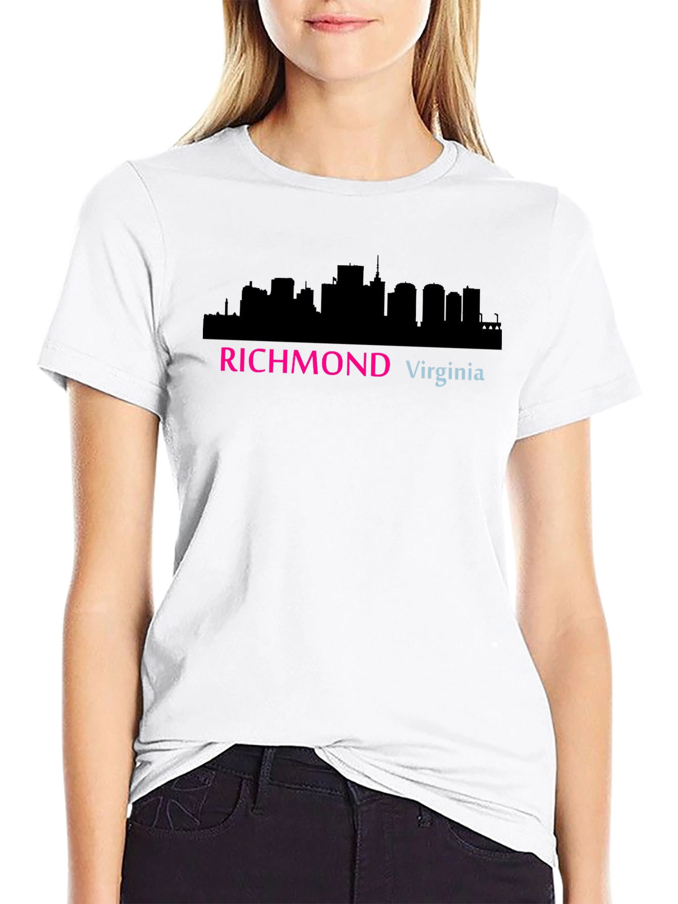 Richmond Virginia Skyline Graphic Tee - Black Cotton T-Shirt