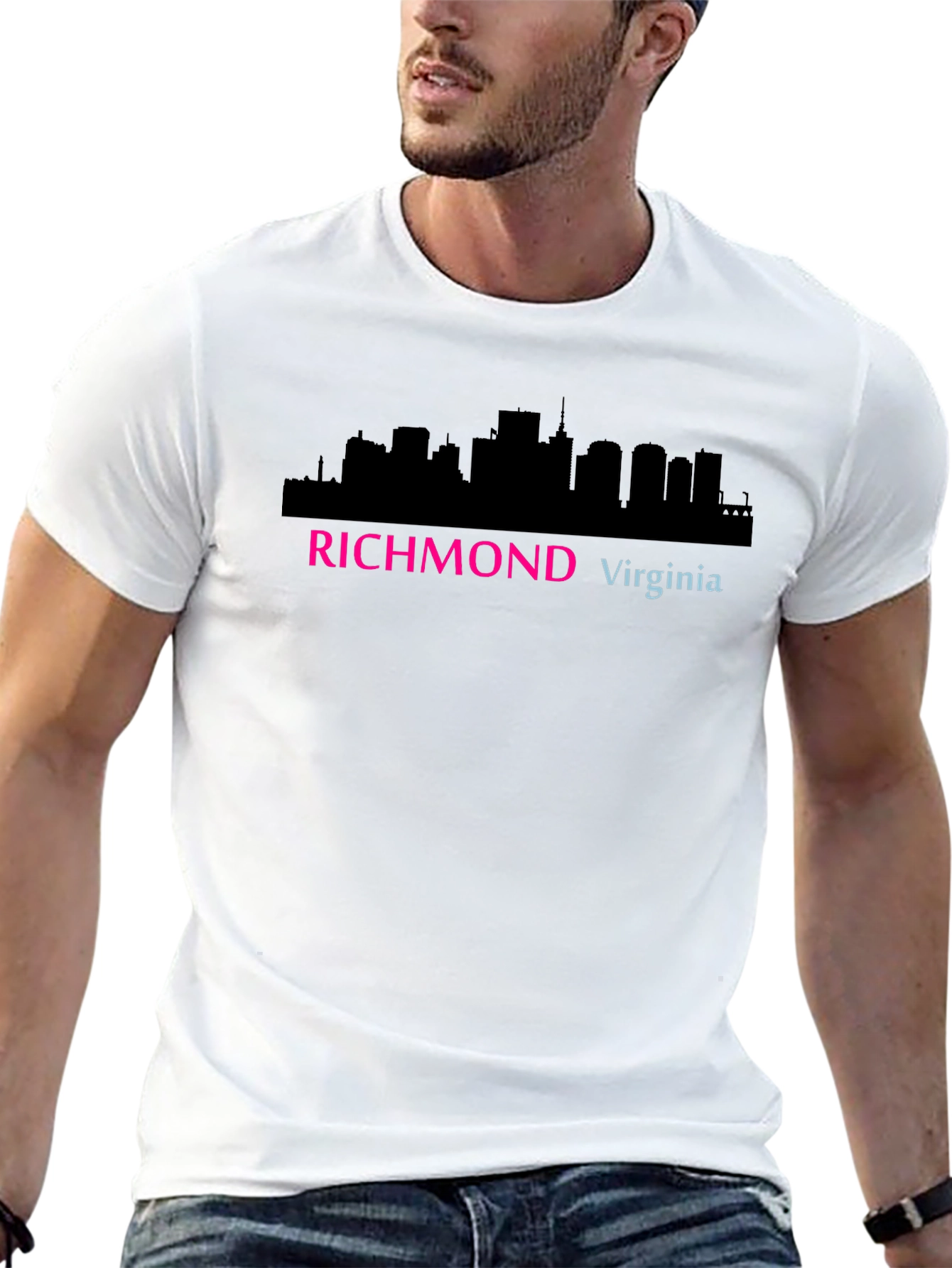 Richmond Virginia Skyline Graphic Tee - Black Cotton T-Shirt