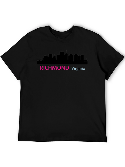 Richmond Virginia Skyline Graphic Tee - Black Cotton T-Shirt