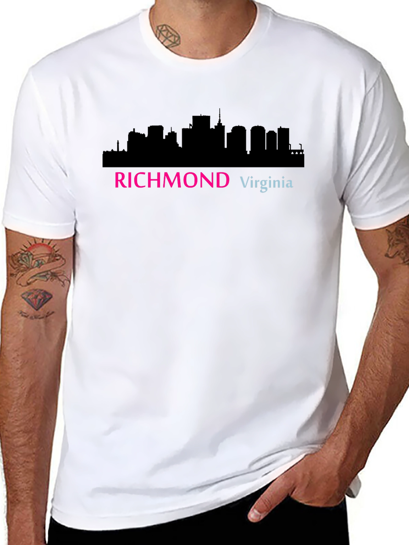 Richmond Virginia Skyline Graphic Tee - Black Cotton T-Shirt