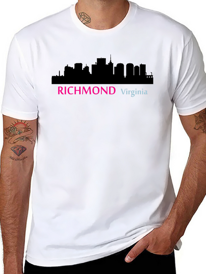 Richmond Virginia Skyline Graphic Tee - Black Cotton T-Shirt