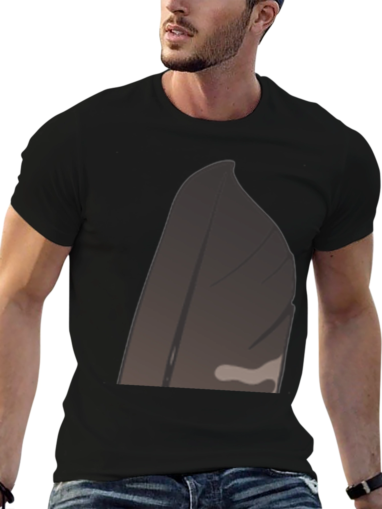 Black Tee with Abstract Geometric Design