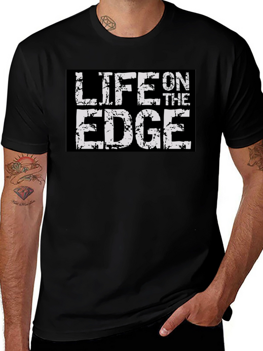 Life On The Edge Graphic Print Black T-Shirt