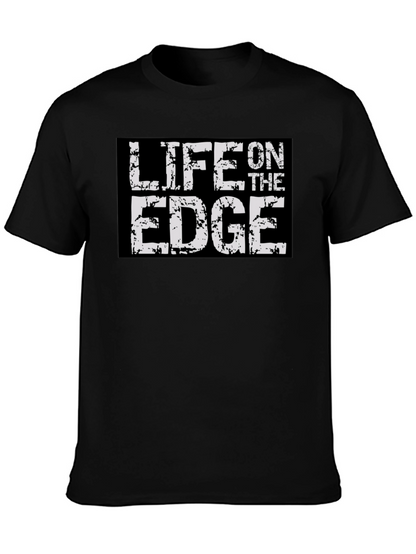 Life On The Edge Graphic Print Black T-Shirt