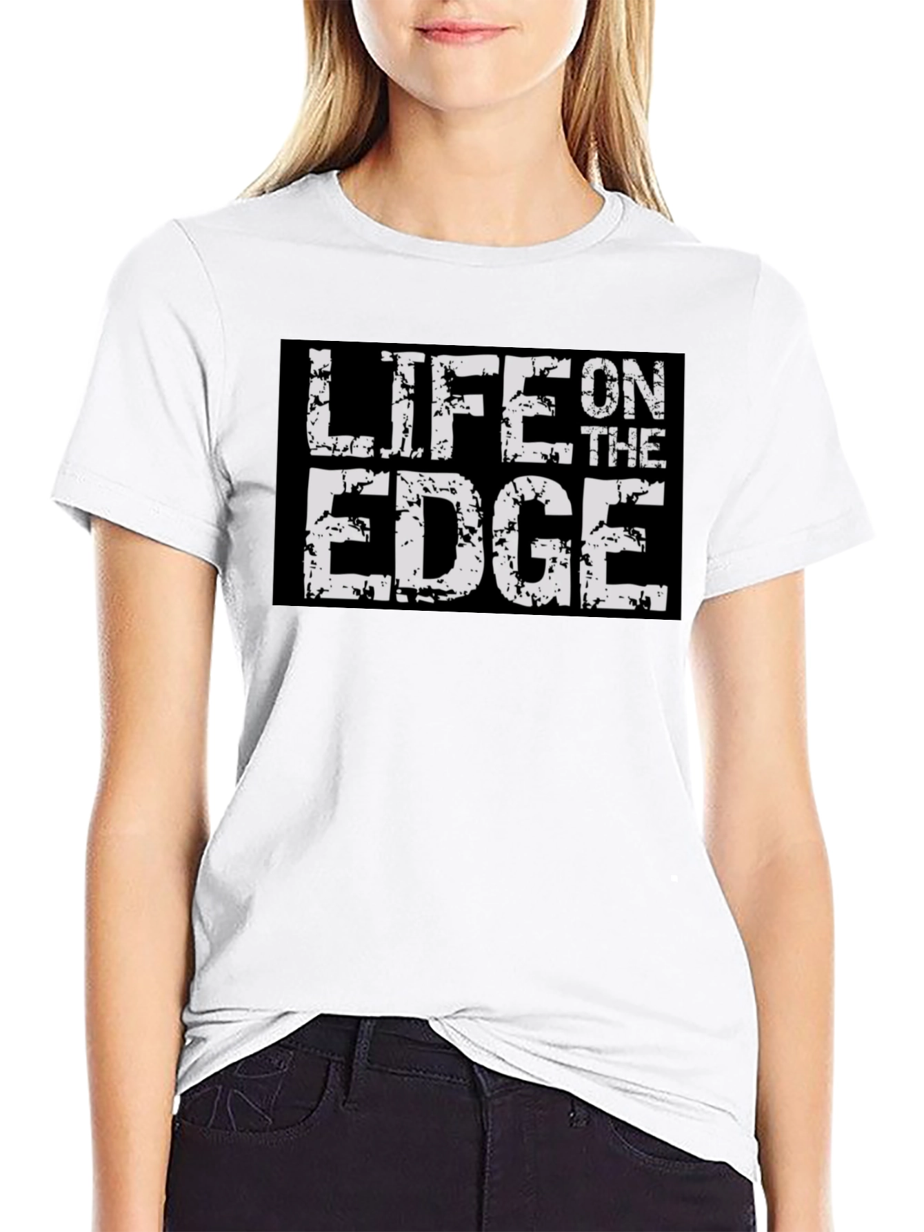 Life On The Edge Graphic Print Black T-Shirt
