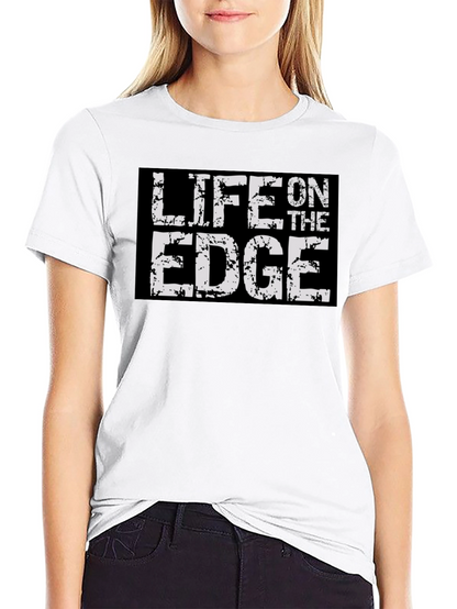 Life On The Edge Graphic Print Black T-Shirt