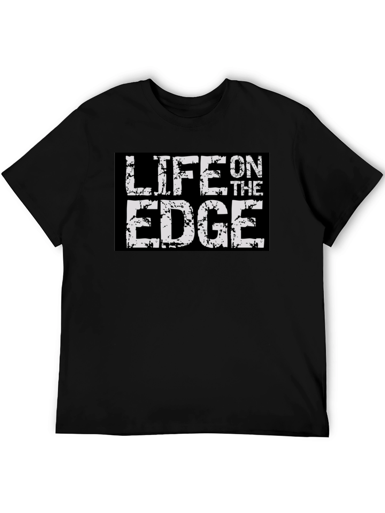 Life On The Edge Graphic Print Black T-Shirt