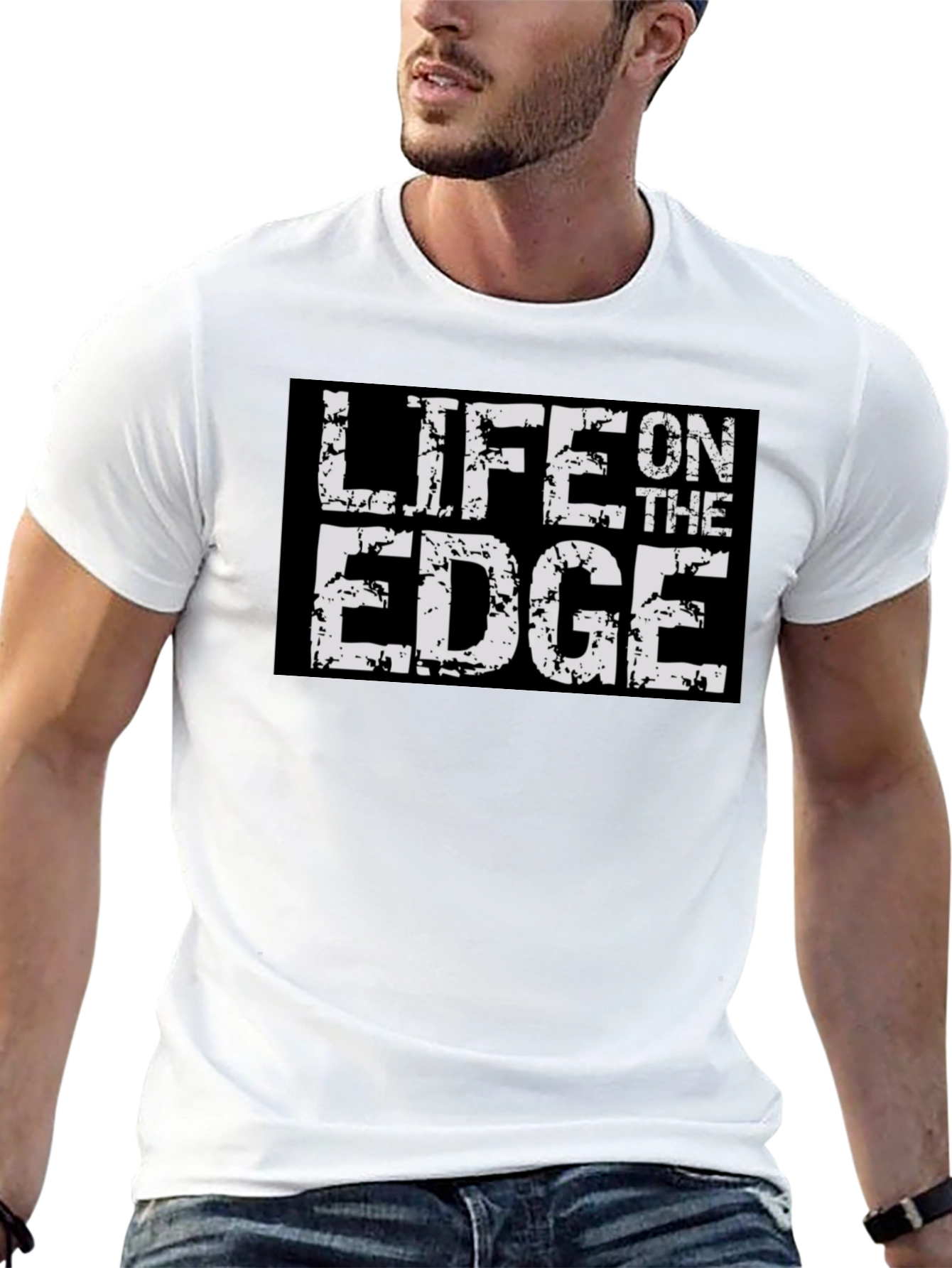 Life On The Edge Graphic Print Black T-Shirt