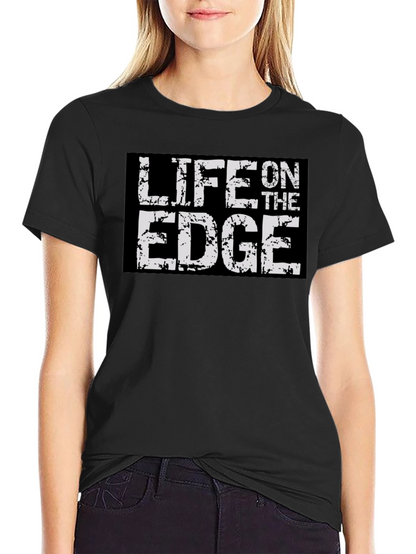 Life On The Edge Graphic Print Black T-Shirt