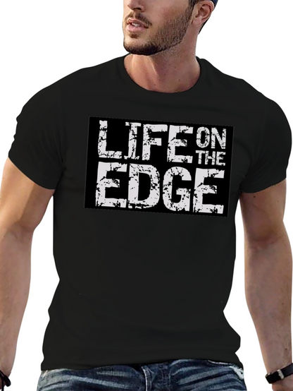 Life On The Edge Graphic Print Black T-Shirt