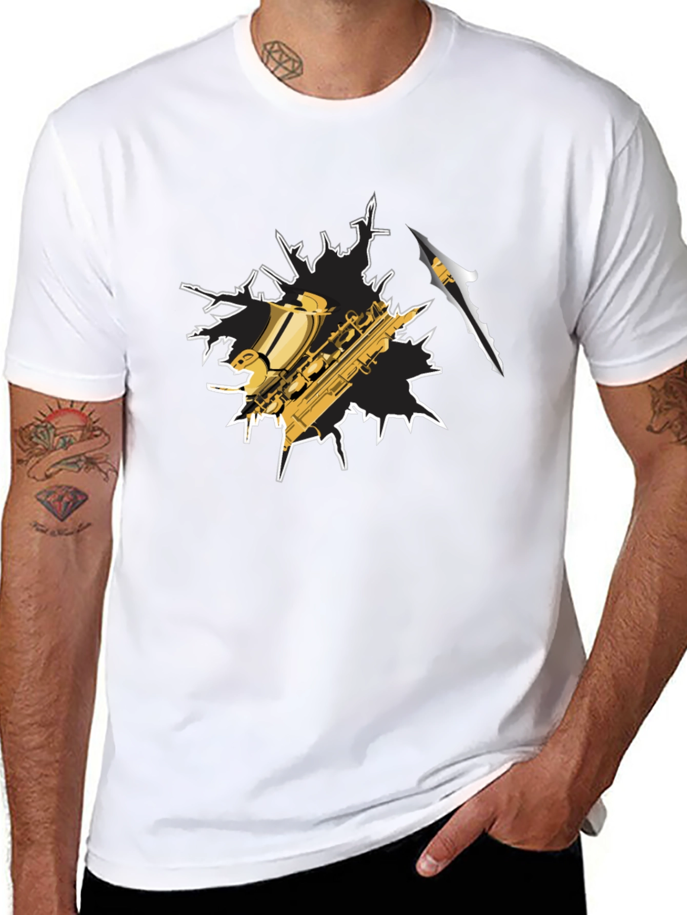 Saxophone Graphic T-Shirt - Cool Music Tee
