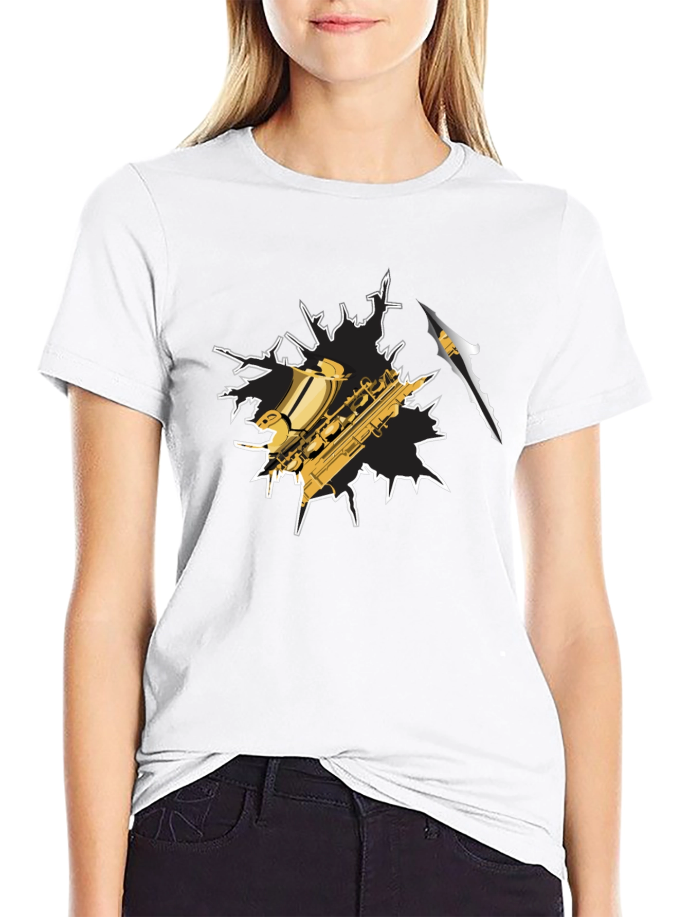 Saxophone Graphic T-Shirt - Cool Music Tee