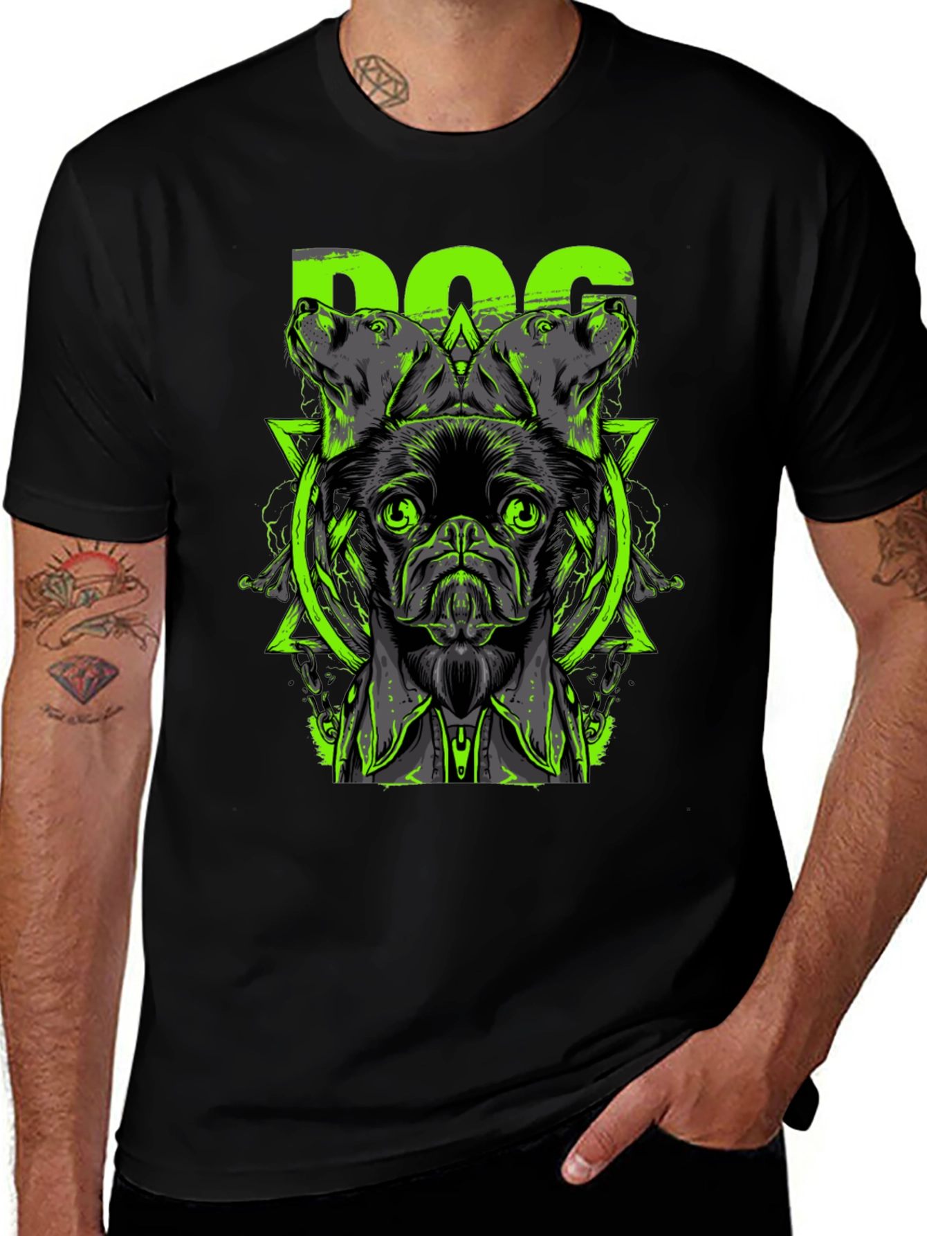 Dog Graphic Print Black T-Shirt