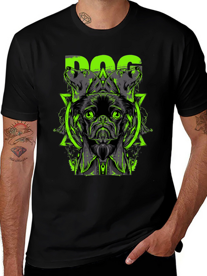 Dog Graphic Print Black T-Shirt