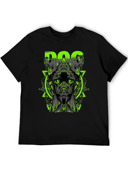Dog Graphic Print Black T-Shirt