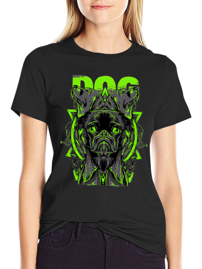 Dog Graphic Print Black T-Shirt