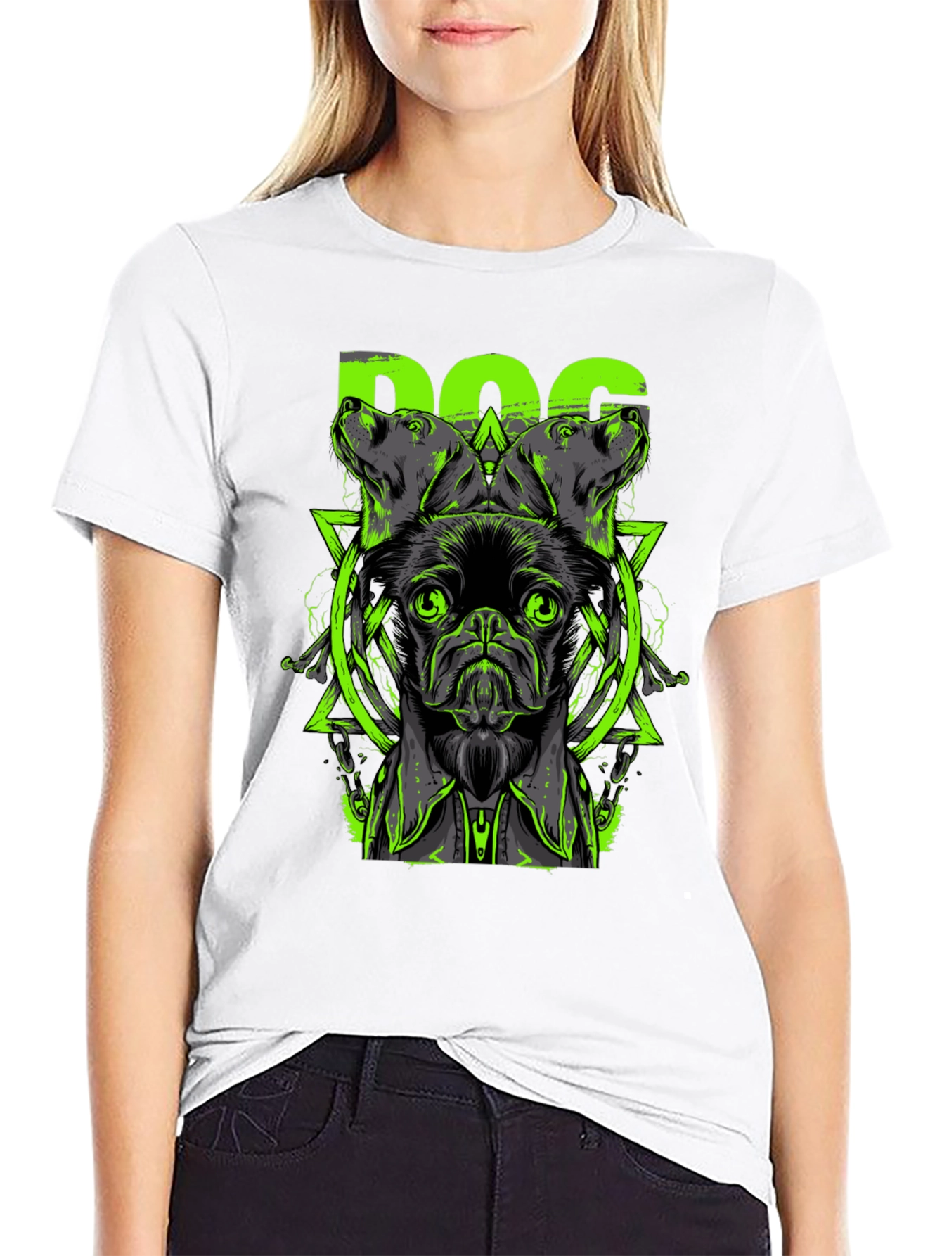 Dog Graphic Print Black T-Shirt