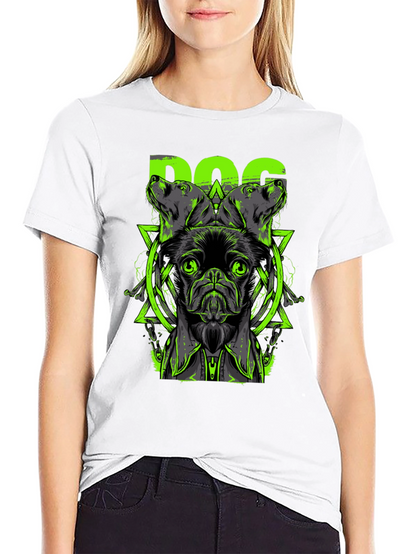 Dog Graphic Print Black T-Shirt