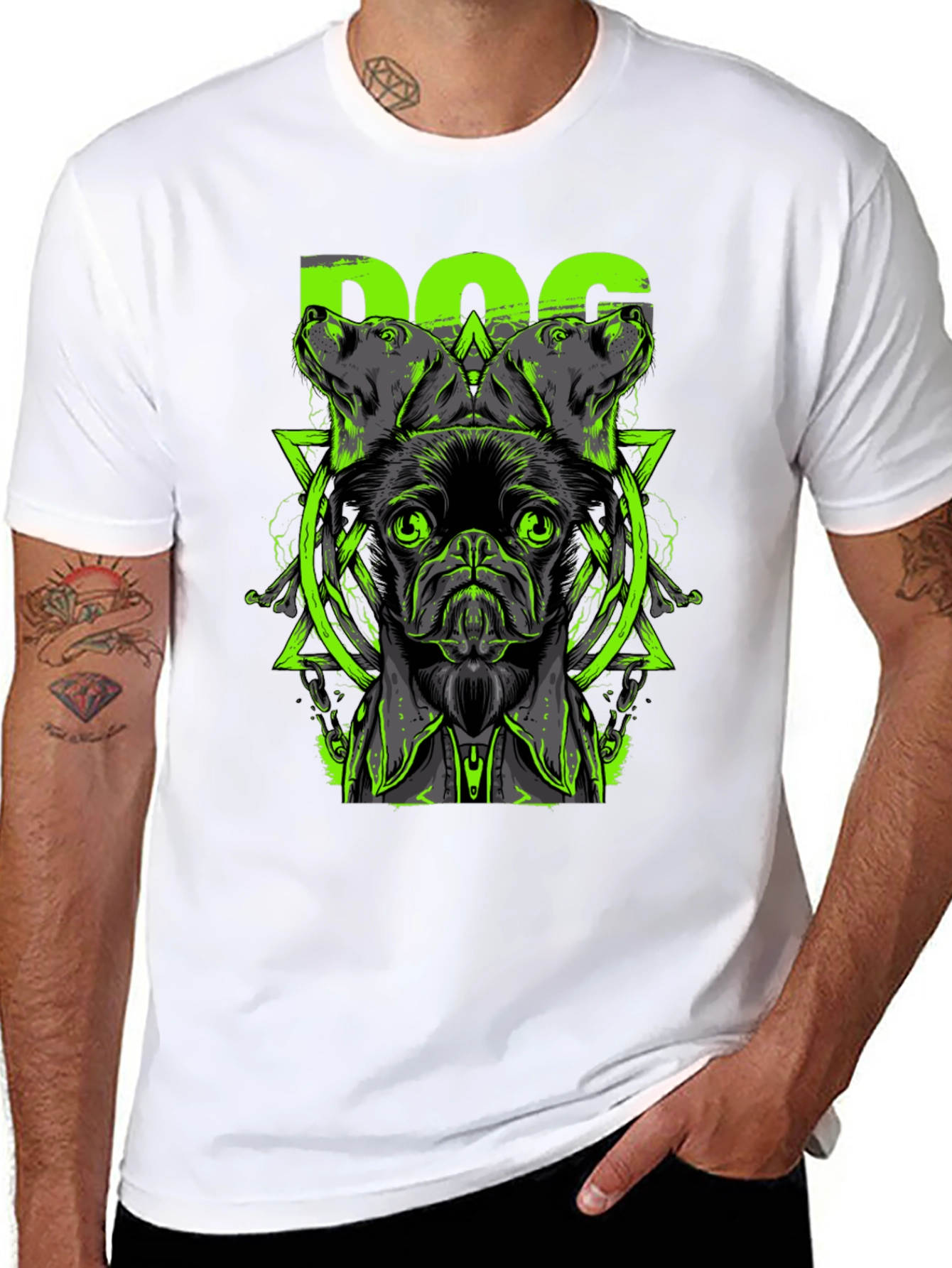 Dog Graphic Print Black T-Shirt