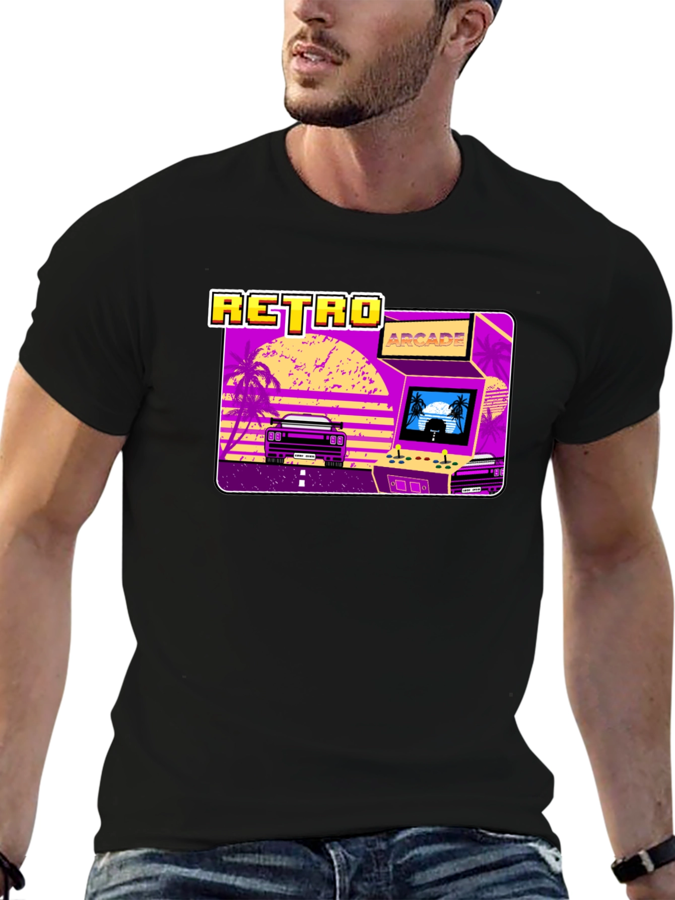 Retro Arcade Car Graphic T-Shirt