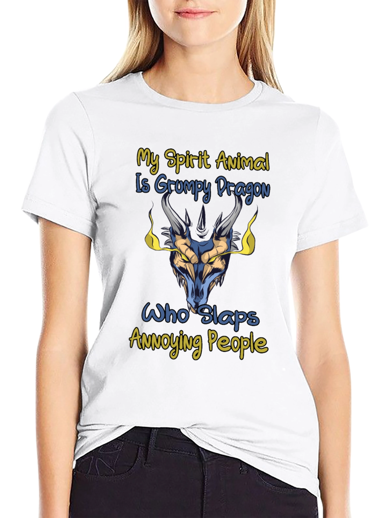 Grumpy Dragon Spirit Animal Graphic T-Shirt