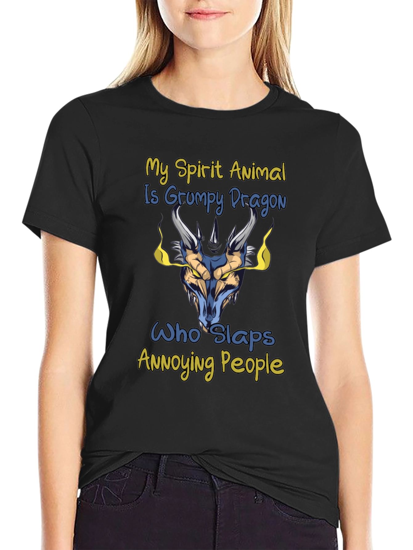 Grumpy Dragon Spirit Animal Graphic T-Shirt