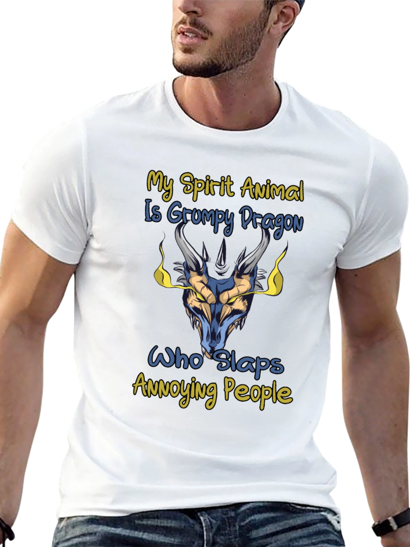 Grumpy Dragon Spirit Animal Graphic T-Shirt