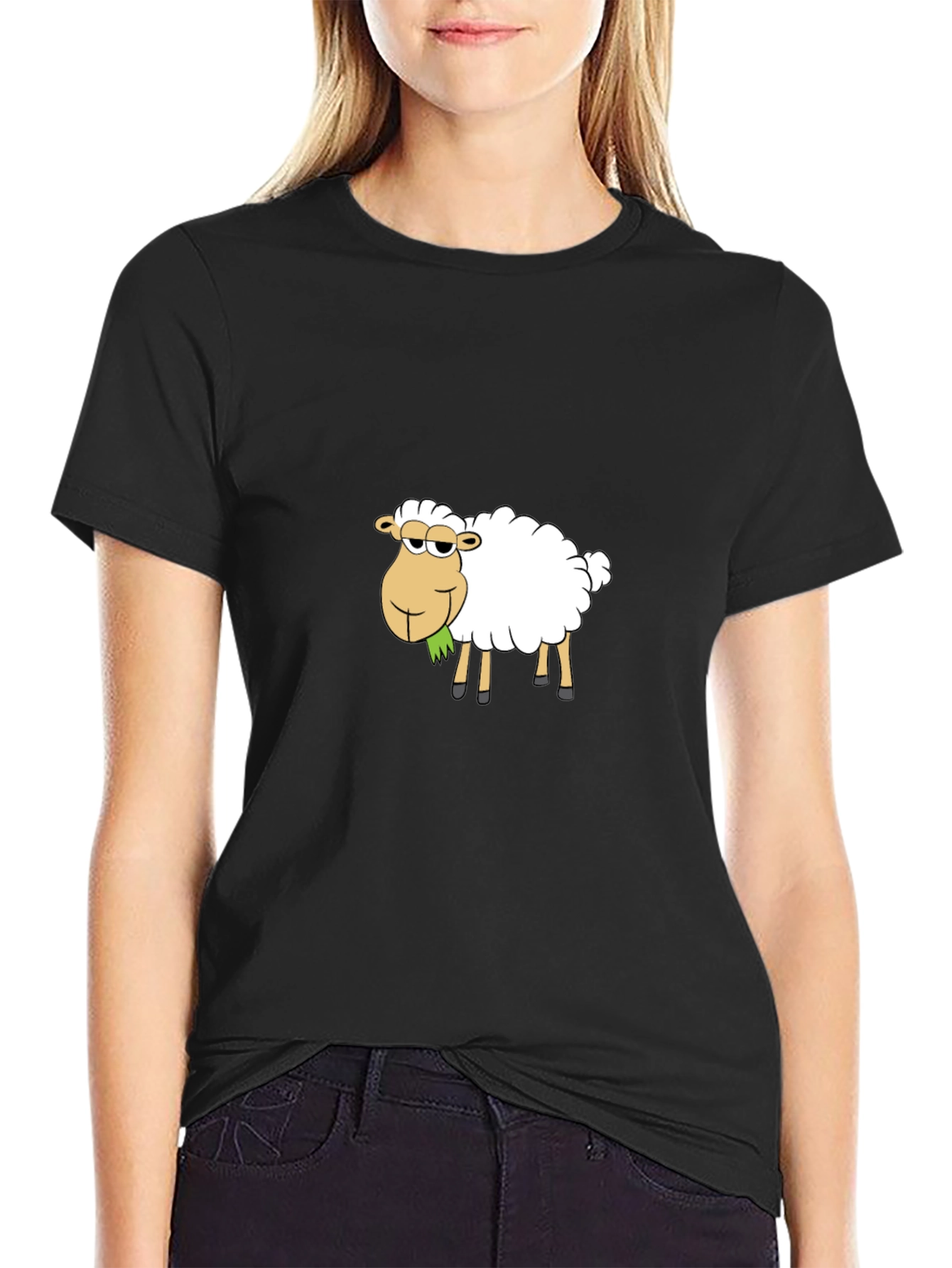 Cool Cartoon Sheep T-Shirt - Black