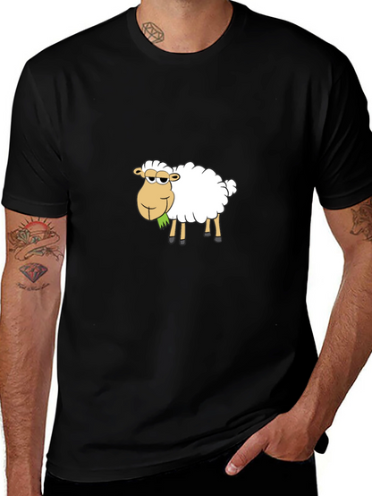 Cool Cartoon Sheep T-Shirt - Black
