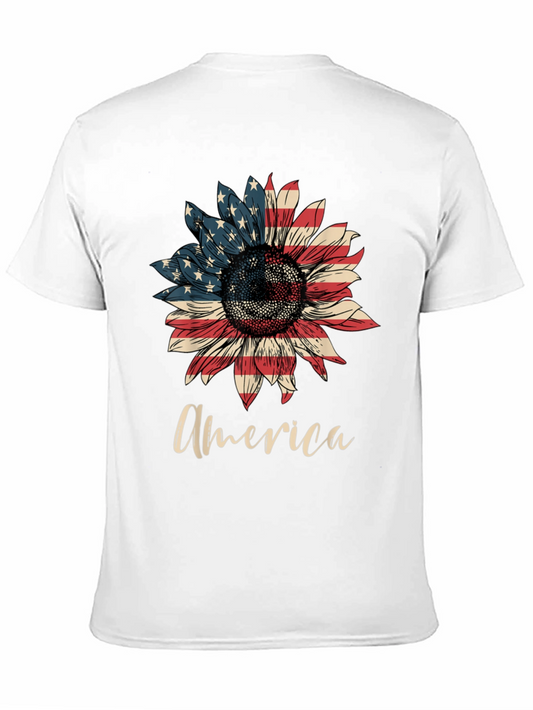American Flag Sunflower Graphic T-Shirt