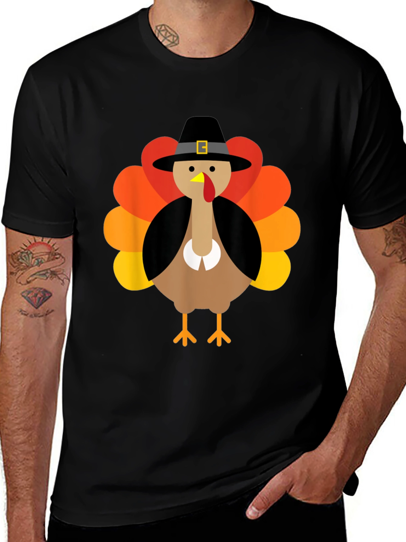 Thanksgiving Turkey Pilgrim Hat Graphic Tee