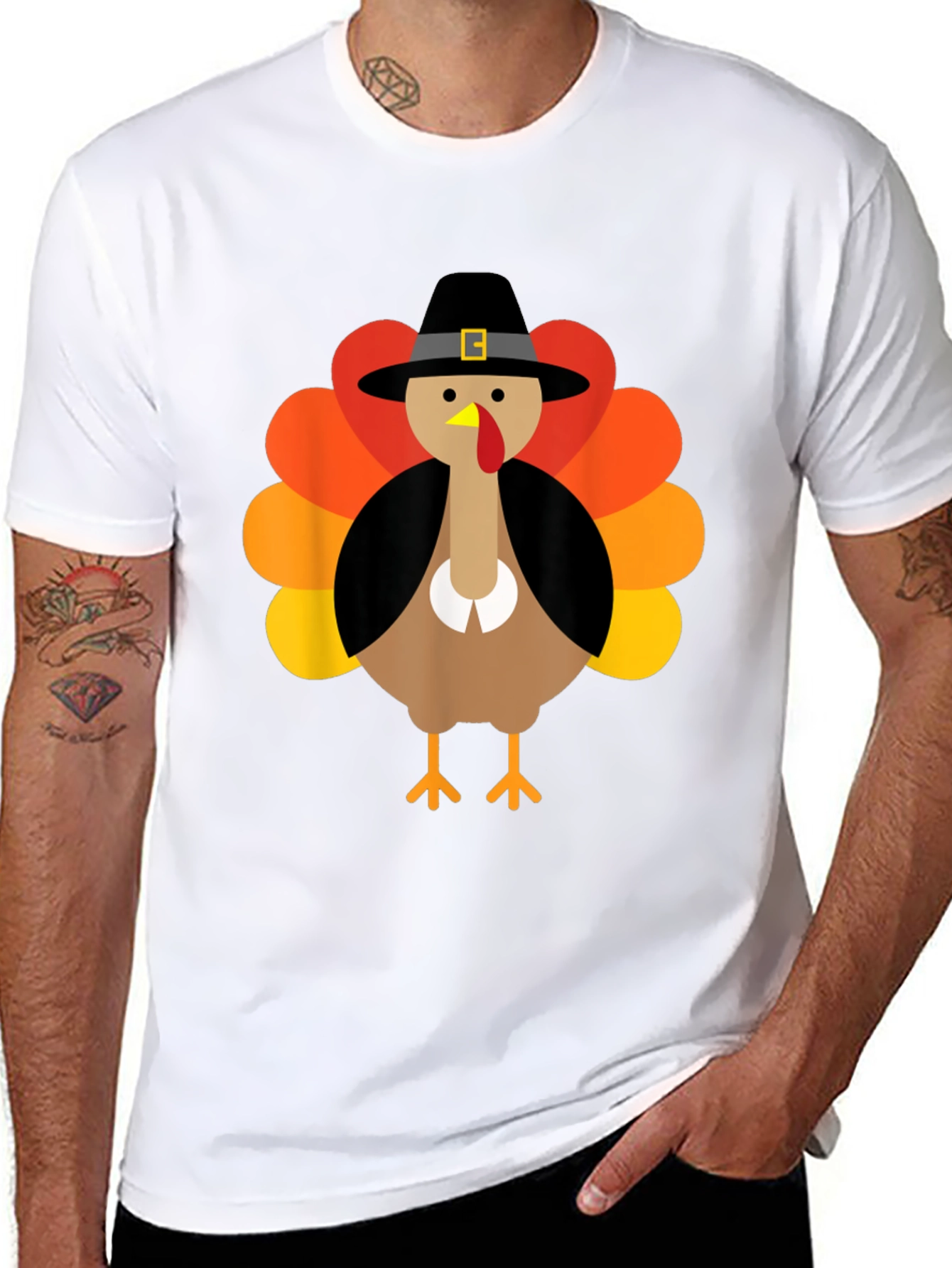 Thanksgiving Turkey Pilgrim Hat Graphic Tee