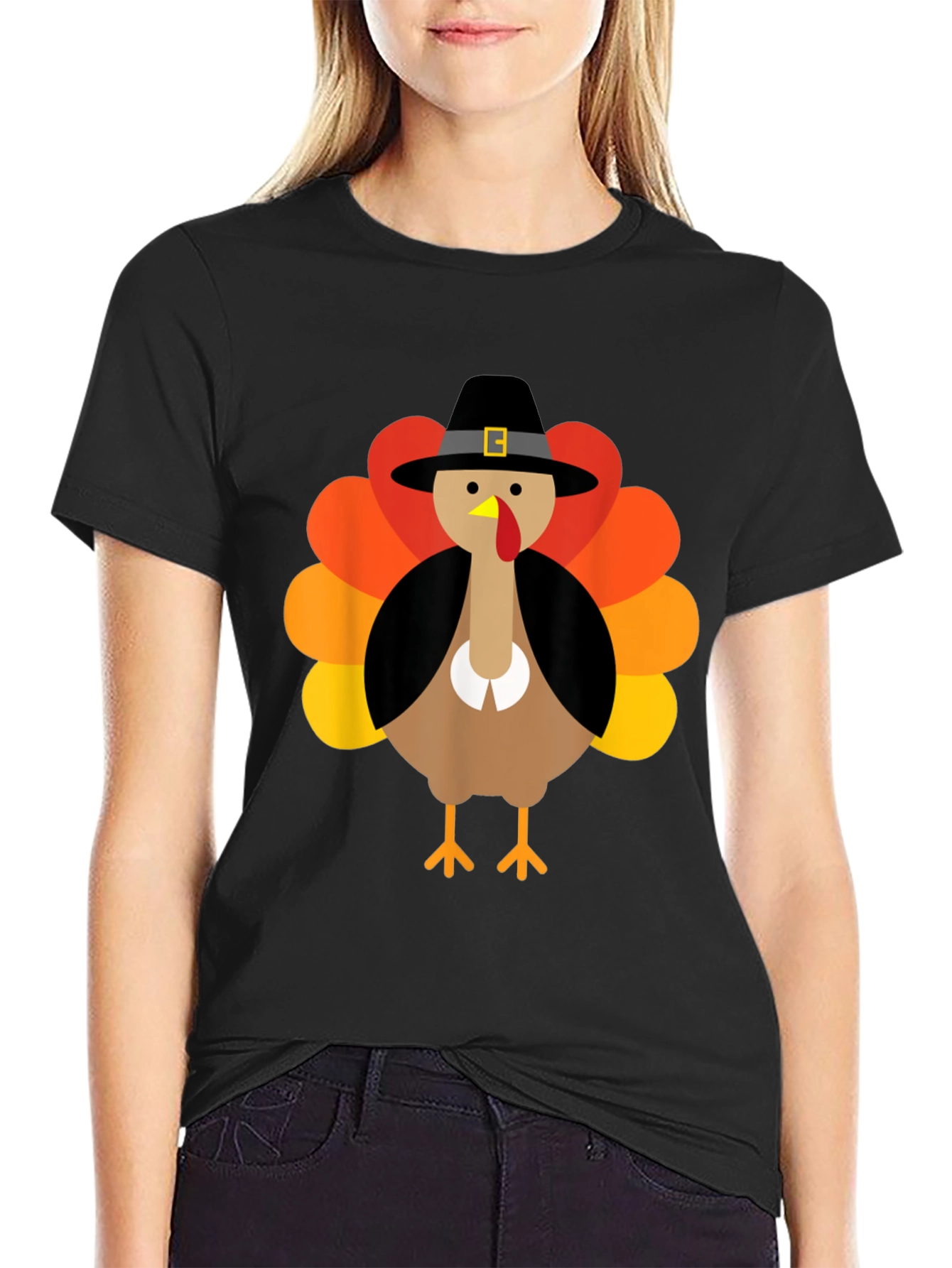 Thanksgiving Turkey Pilgrim Hat Graphic Tee