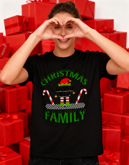 Christmas Baby Elf Family T-Shirt - 100% Cotton, Festive Christmas Tee for Holiday & Casual Occasions