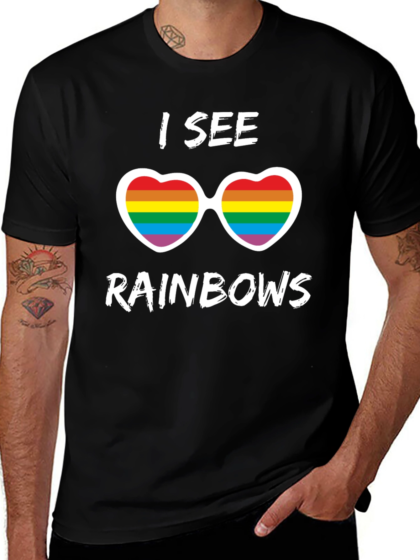 I See Rainbows Pride T-Shirt - Heart Sunglasses