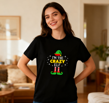I’m The Crazy Elf Christmas T-Shirt - 100% Cotton, Festive & Playful Tee for Holiday Gatherings & Casual Daily Wear