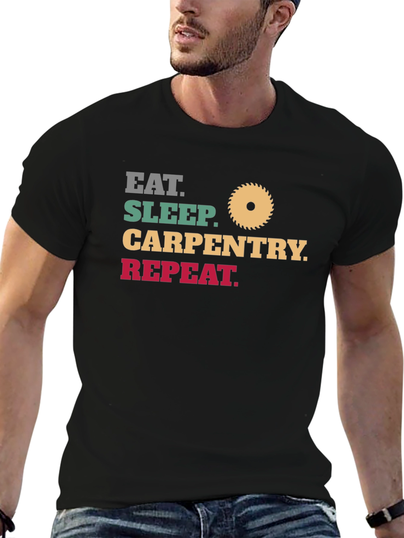 Eat Sleep Carpentry Repeat - Mens Black T-Shirt
