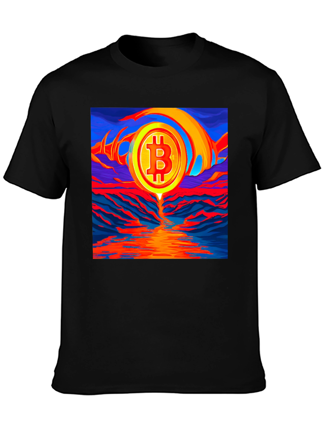 Bitcoin Sunset Graphic Tee - Black T-Shirt