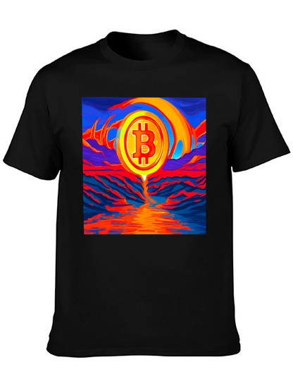 Bitcoin Sunset Graphic Tee - Black T-Shirt