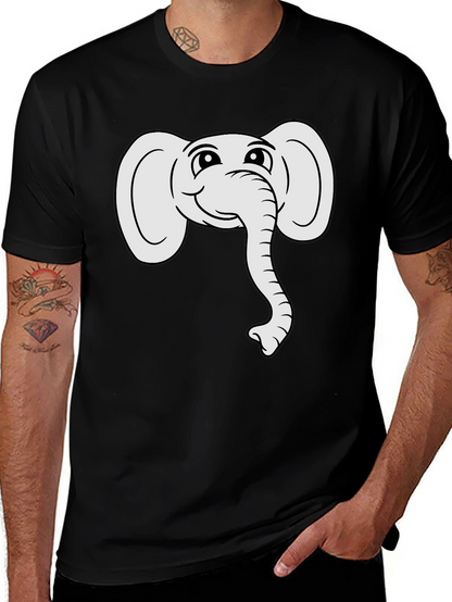 Cute Elephant Graphic Tee - Black Cotton T-Shirt